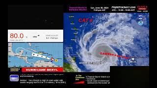 LIVE VIEW ATLANTIC HURRICANE SEASON - HURRICANE BERYL - Tropical Atlantic and Barbados Weather ⛈