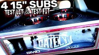 4 15" Subs ???? Big Ported Box Test fit & Lit up GMC Yukon Sound System Install